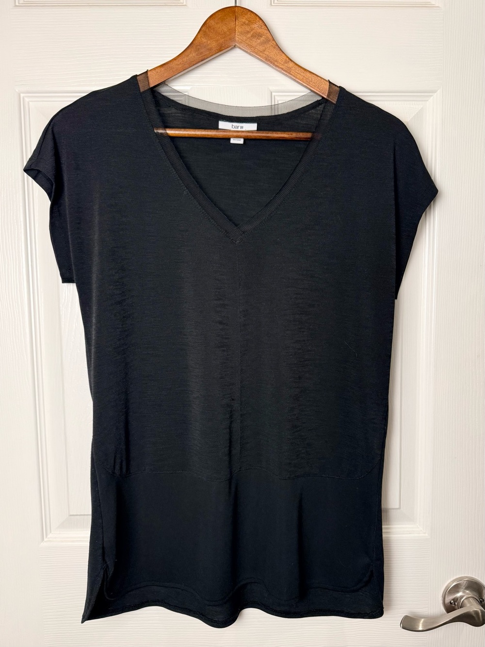Bar III Black V-Neck Short Sleeve Tunic Top